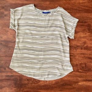 SOLD APT.9 NWT Tan/White/Black Stripe Top Petite M